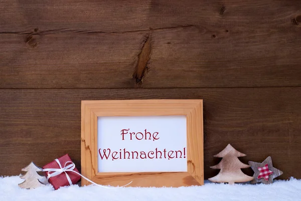 Cadre avec neige, Frohe Weihnachten moyenne Joyeux Noël — Photo