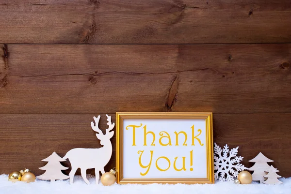 White And Golden Christmas Card, Snow, Thank You — Stock Photo, Image