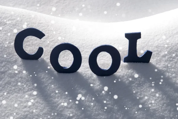 Blue Word Cool On Snow, Snowflakes — Stock Photo, Image