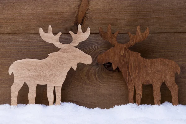 Christmas Decoration, Moose Couple In Love, Snow — 스톡 사진