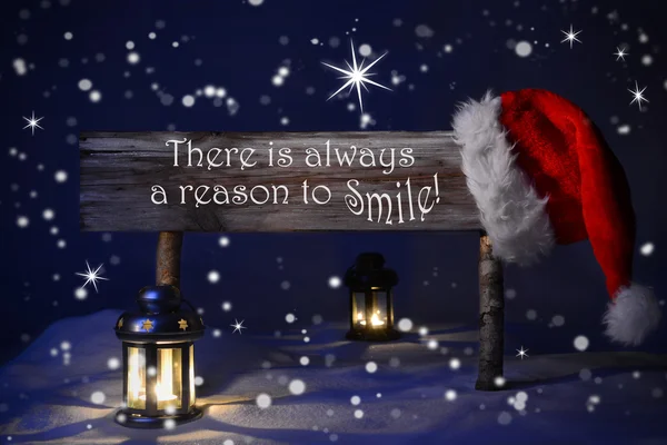 Señal de Navidad Candelabro Santa Sombrero siempre razón sonrisa —  Fotos de Stock