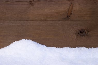 Brown Wooden Texture Or Background With White Snow