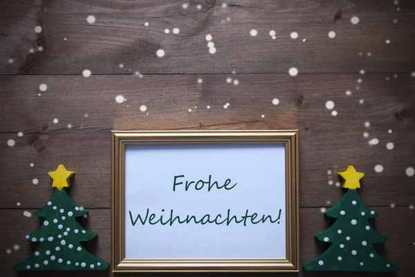 Frame With Frohe Weihnachten Means Merry Christmas, Snowflakes — Stock Photo, Image