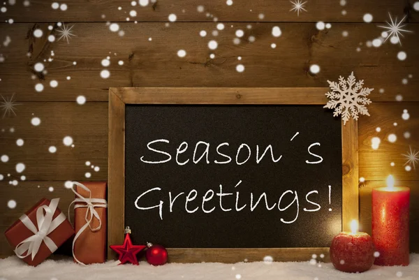 Christmas Card, Blackboard, Snowflakes, Seasons Greetings — Stockfoto