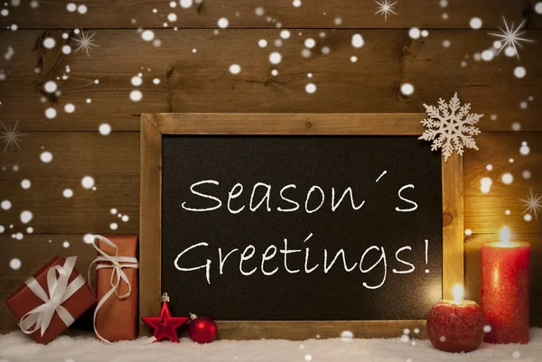 Christmas Card, Blackboard, Snowflakes, Seasons Greetings — 스톡 사진