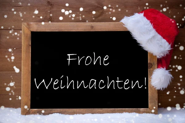 Card, Chalkboard, Frohe Weihnachten Mean Merry Christmas, Snow — стокове фото