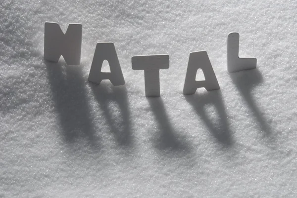 White Word Natal Mean Christmas On Snow — Stock Photo, Image