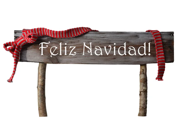 Segno isolato Feliz Navidad Buon Natale, Nastro Rosso — Foto Stock