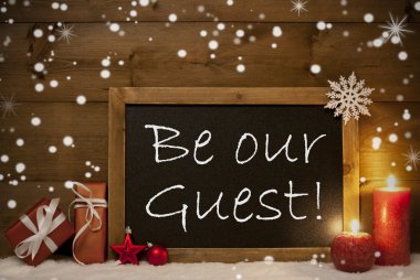 Christmas Card, Blackboard, Snowflakes, Candles, Be Our Guest