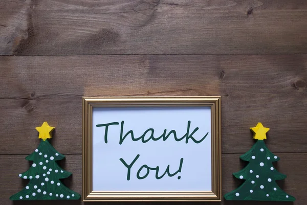 Picture Frame With Christmas Tree And Text Thank You — Φωτογραφία Αρχείου