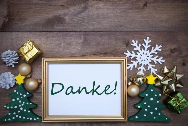 С рождественскими украшениями, Данке значит спасибо — стоковое фото