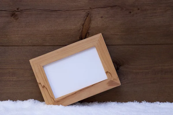 Christmas Card With Picture Frame And Copy Space, Snow — Zdjęcie stockowe