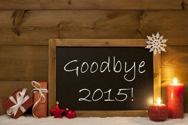 Festive Christmas Card, Blackboard, Snow, Candles, Goodbye 2015 — Stock fotografie