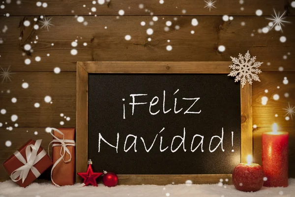 Carte, Blackboard, flocons de neige, Feliz Navidad Joyeux Noël — Photo