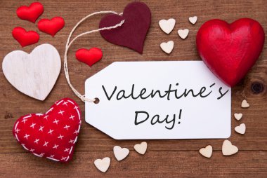 Label With Red Hearts And Text Valentines Day