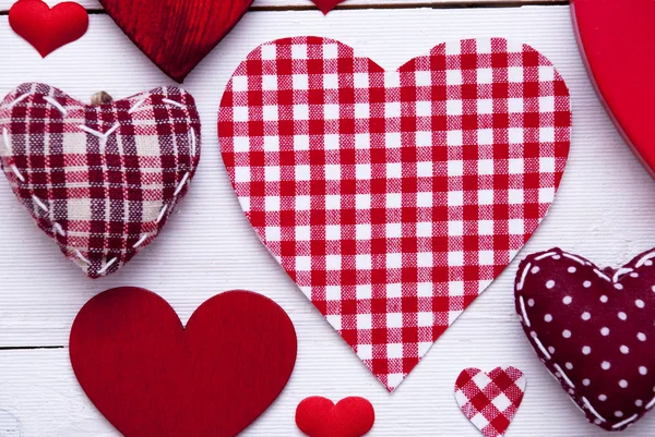 Red Hearts Texture, Text Happy Valentines Day — Stock Photo, Image
