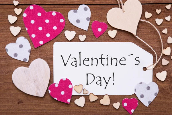 Label With Pink Heart, Text Valentines Day — Stock Photo, Image