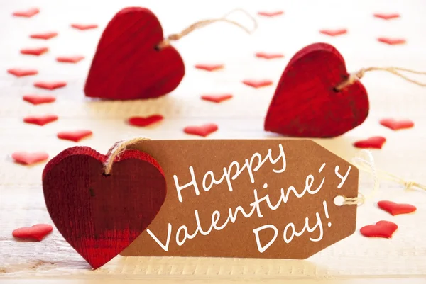 Romantic Label With Hearts, Text Happy Valentines Day — Stockfoto