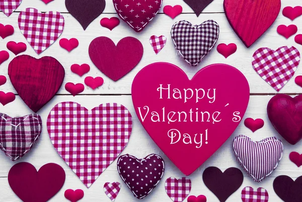 Pink Hearts Texture, Text Happy Valentines Day — 图库照片