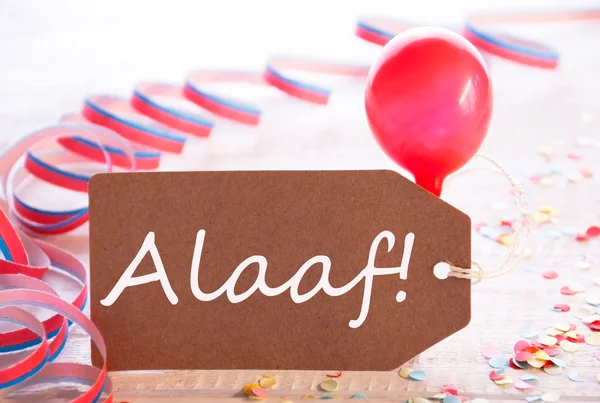 Party Label With Streamer And Balloon, Text Alaaf Means Carnival — Stockfoto