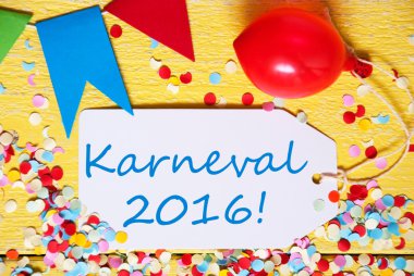 Balon, metin Karneval 2016 anlamına gelir karnaval, makro ile parti etiketi