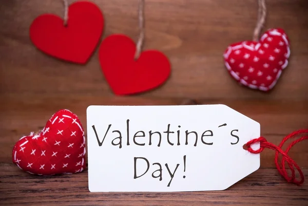 Una etiqueta con decoración de corazones románticos, Día de San Valentín de texto —  Fotos de Stock