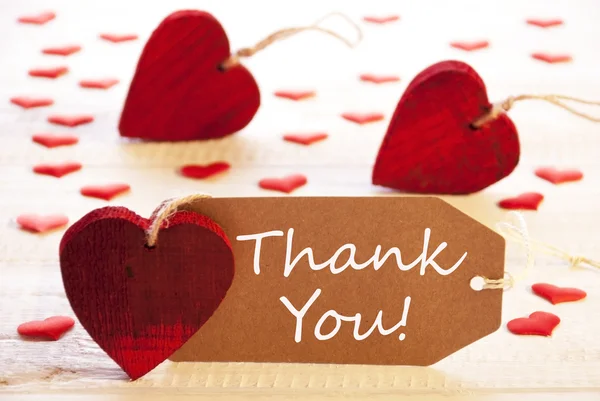 Romantic Label With Hearts, Text Thank You — Stockfoto