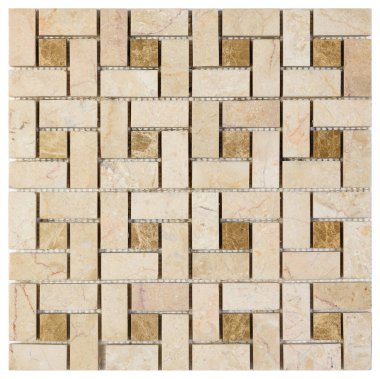 Arkaplan ve duvar kâğıdı için geometrik küçük kare şekilli kusursuz beyaz, kahverengi ve gri mozaik mermer duvar döşeme dokusu