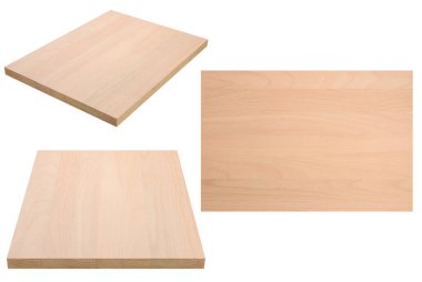 Katı levhalardan yapılmış yapıştırılmış kayın tahtası, üç fotoğraf seti.