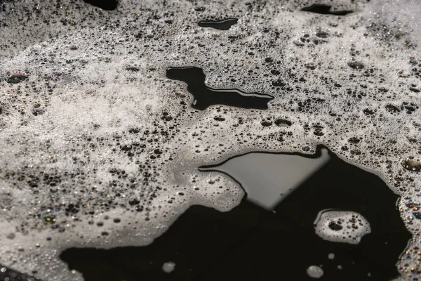 Burbujas Espuma Fondo Negro Abstracto Detergente — Foto de Stock