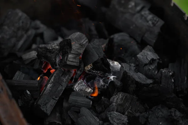 Процес Освітлення Деревного Вугілля Грилі — стокове фото