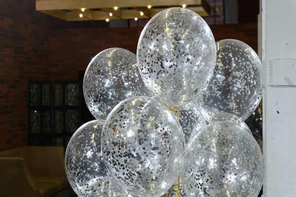 Transparent Balloons Confetti Interior — Stock Photo, Image