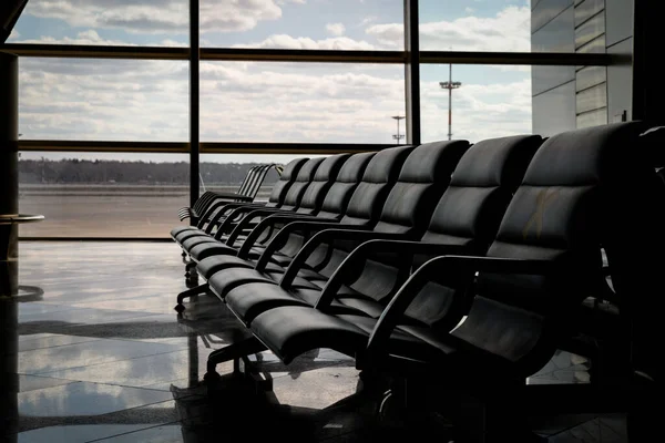 Aeroporto Área Espera Assentos Fora Cena Janela — Fotografia de Stock