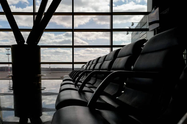 Airport Waiting Area Seats Window Scene — Stock Photo, Image