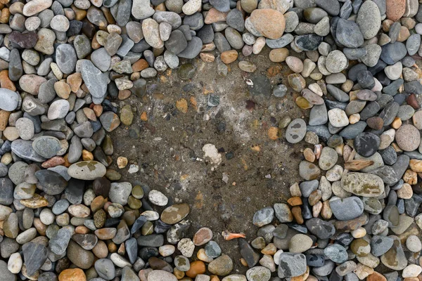 Fundo Seixos Mar Areia Praia Textura Close Espaço Para Texto — Fotografia de Stock