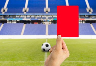 red card with stadium background clipart