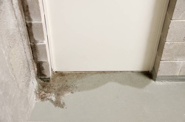 Bodrumdaki bir kapının altından akan su tıkanmış hijyenik drai yüzünden kanalizasyon akıntısı yüzünden akmış.