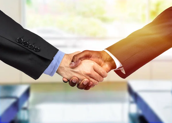 Closeup Shot Two Businesspeople Shaking Hands Office — Stock Photo, Image