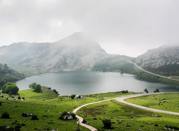 Lac Enol Des Célèbres Lacs Covadonga Asturies Espagne — Photo