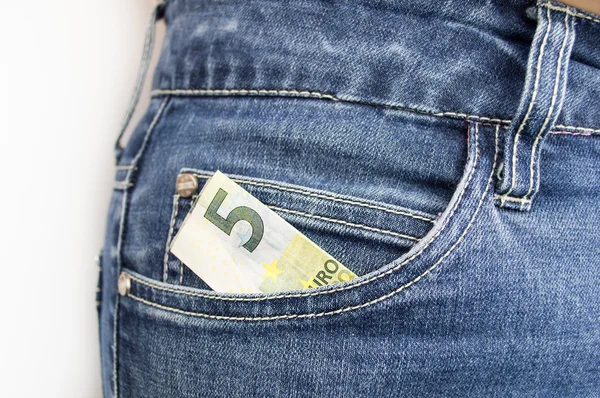 Женский карман с евро — стоковое фото