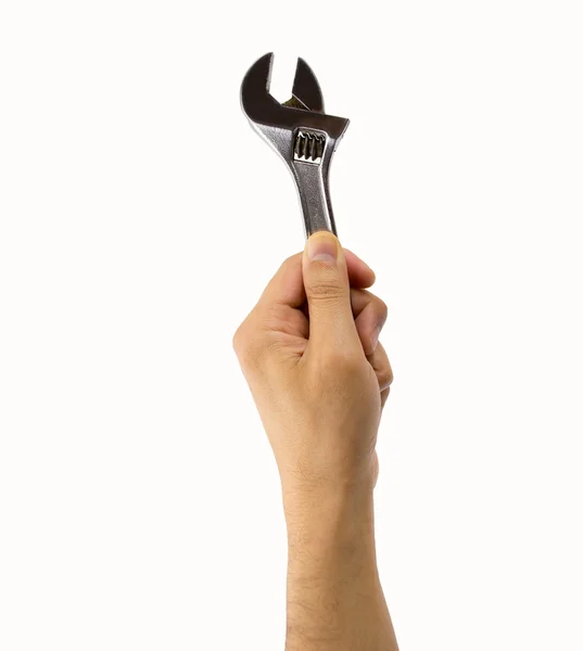 Holding the spanner — Stock Photo, Image