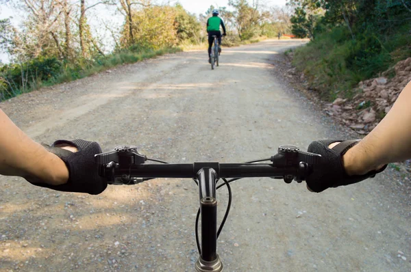 Mountainbike in een race — Stockfoto