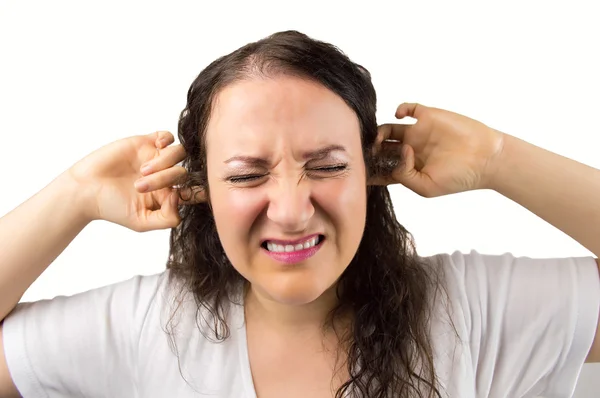 The noise upset the woman — Stock Photo, Image