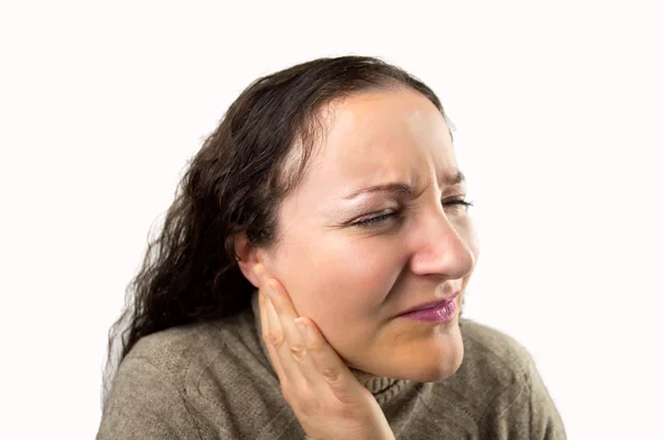 Kulak ağrısı olan kadın — Stok fotoğraf