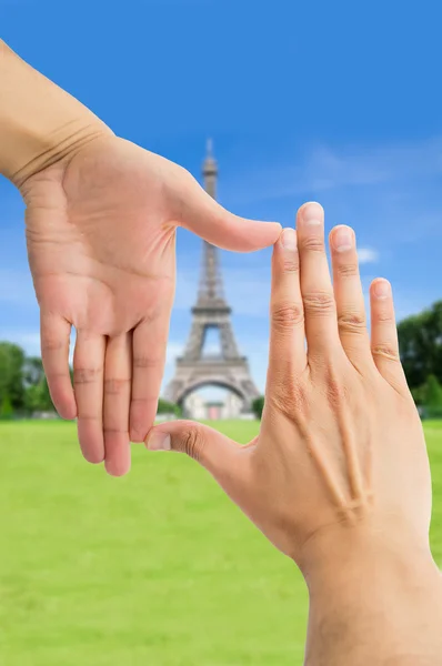 Means frame over tower eifel — Stock Photo, Image