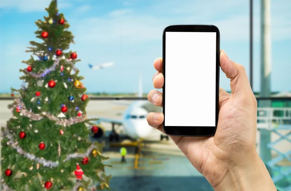 Verbindung am Flughafen an Weihnachten — Stockfoto