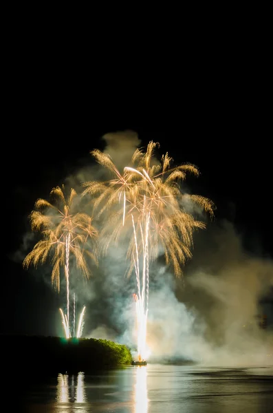 夜のカラフルな花火 — ストック写真