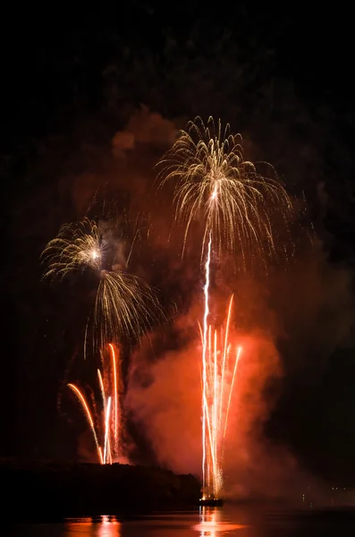Fuochi d'artificio colorati di notte — Foto Stock