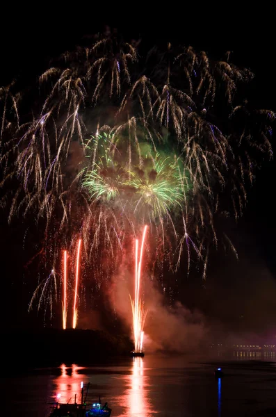 Fuochi d'artificio colorati di notte — Foto Stock