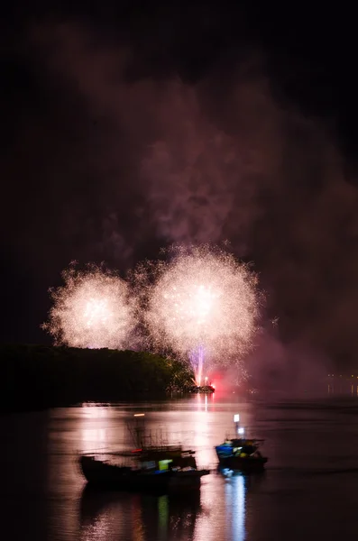 Colorful fireworks at night — Stock Photo, Image